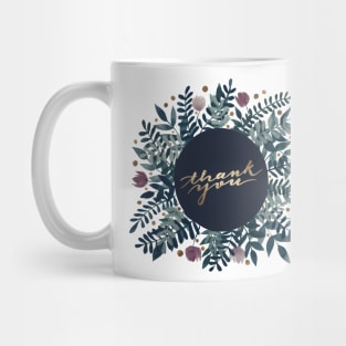 Thank you flowers and branches - grey green and garnet Mug